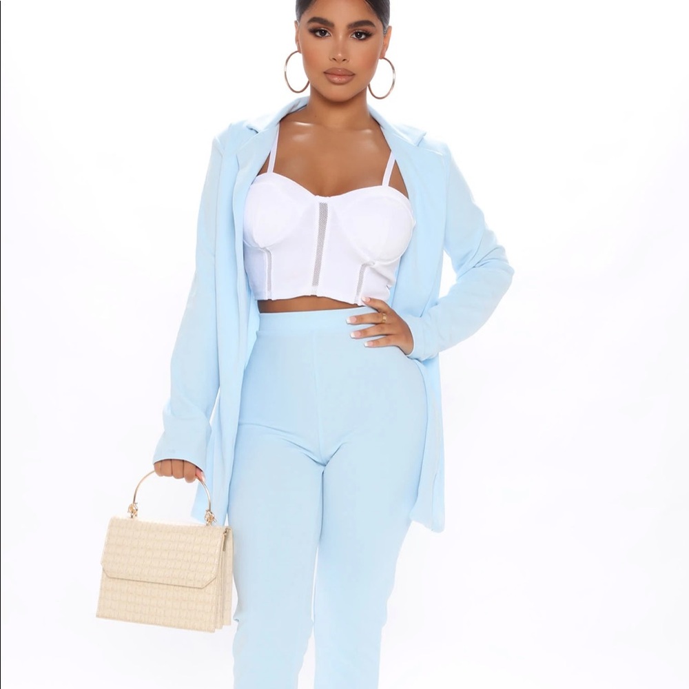 Fashion Nova Morning Meeting Blazer Set - Blue (Large)